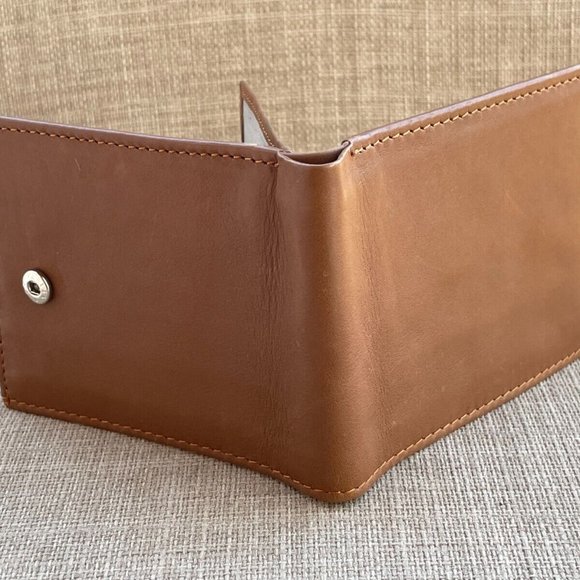 Men Wallet Billfold Handmade Genuine Leather Bifold Card Holder W/ Snap - Picture 8 of 11